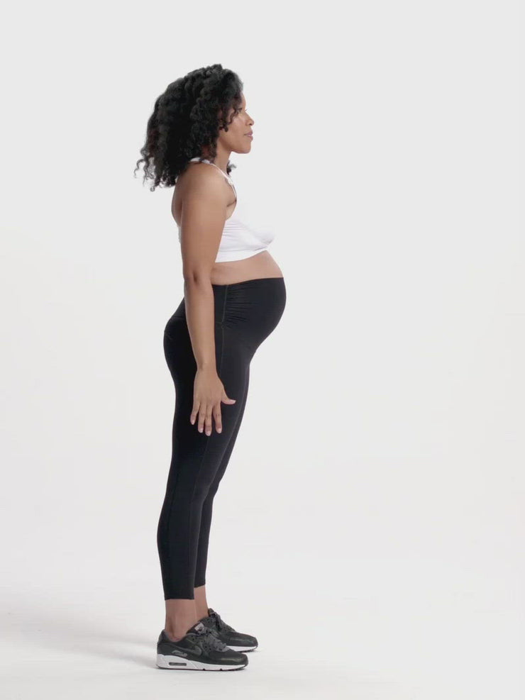 All Black Marble: Embrace Flare Maternity Leggings